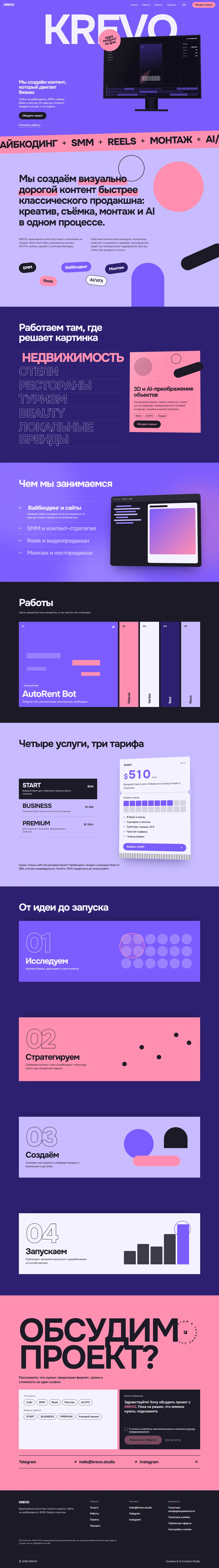 Сайт KREVO целиком